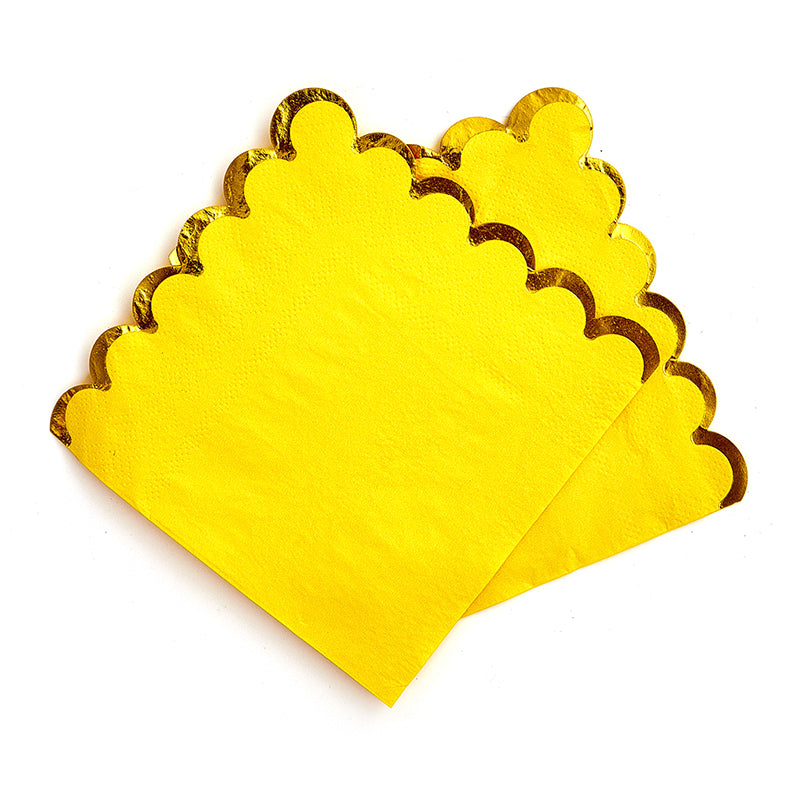 Yellow With Gold Foil Edge Napkins (20 Pieces)