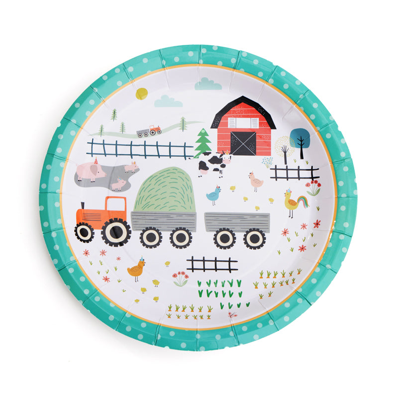 9inch Farm Animal Party Plates (8 Pieces)