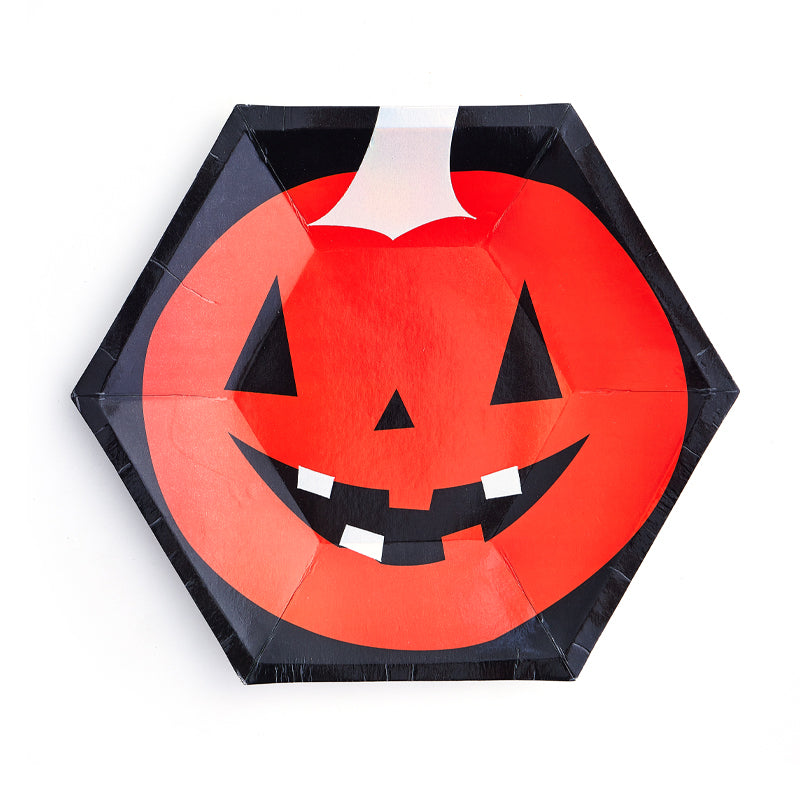 10inch Red Pumpkin Party Plates (8 Pieces）