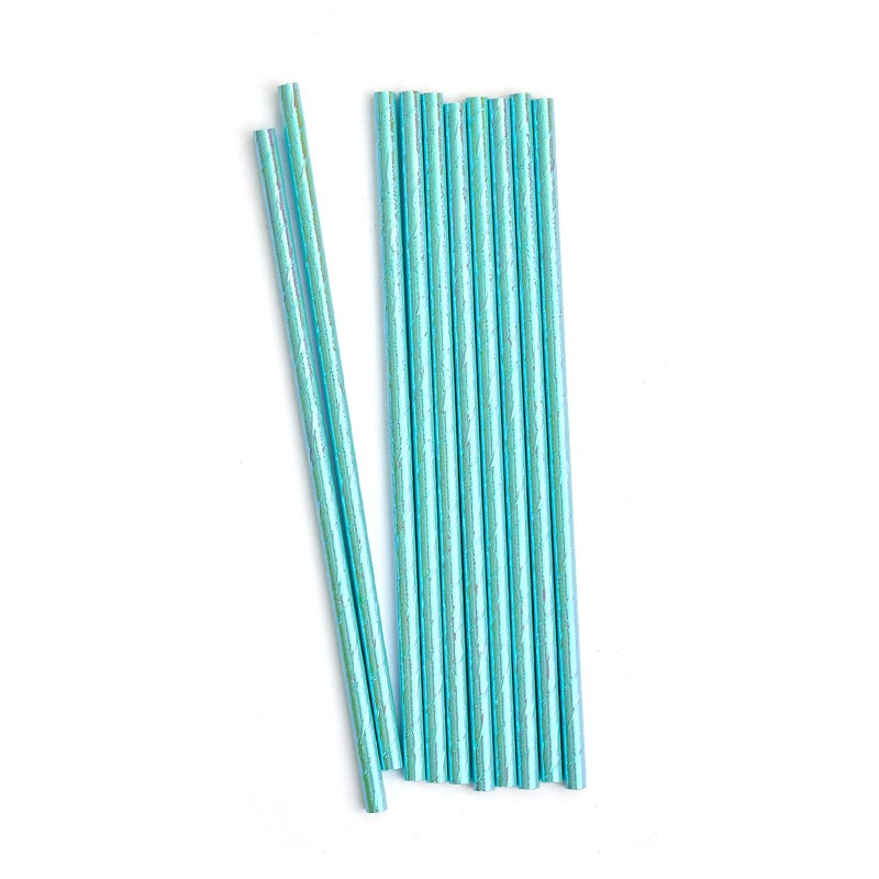 Turquoise Iridescent Foil Paper Straws (20 Pieces)