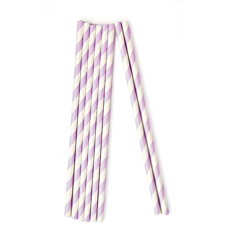 Purple and White Stripe Paper Straws (20 Pieces)