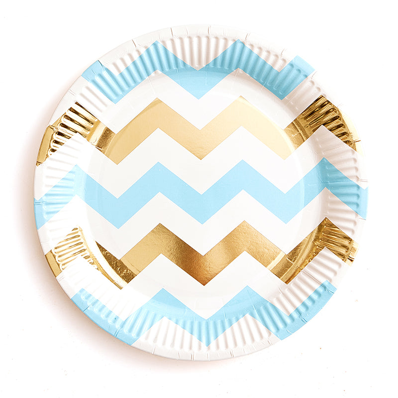 12inch Chevron Foil Party Plates (8 Pieces)