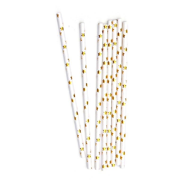 Foil Stars Paper Straws (20 Pieces)