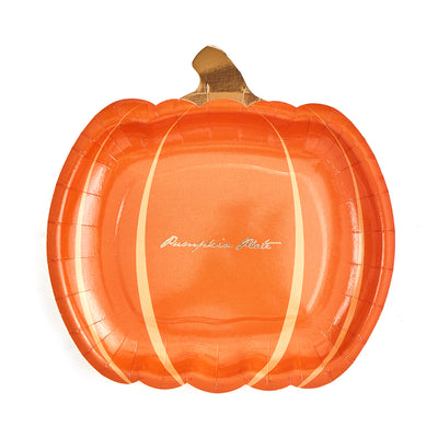 7inch Orange Pumpkin Party Plates (8 Pieces)