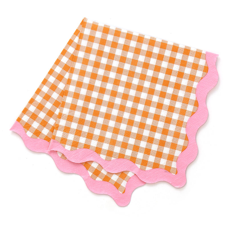 Orange Gingham Napkins (10 Pieces)