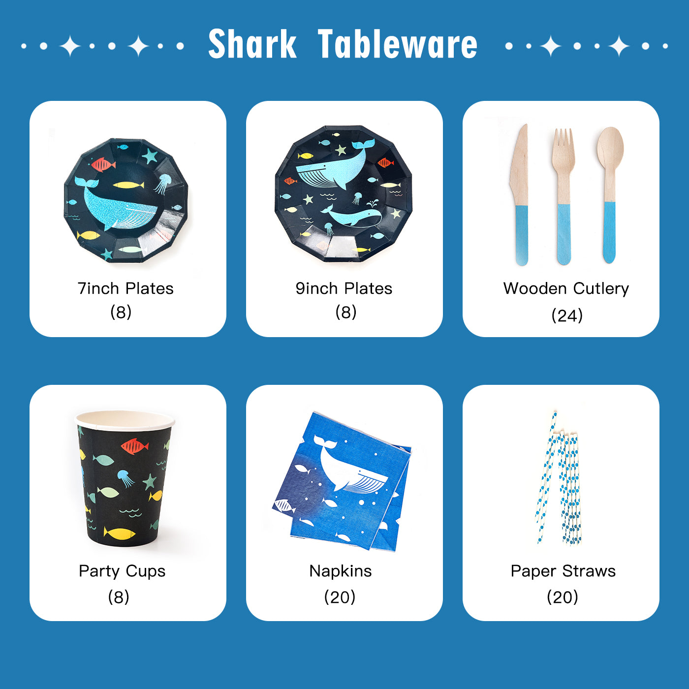 Shark Party Tableware Set (8-Serve)