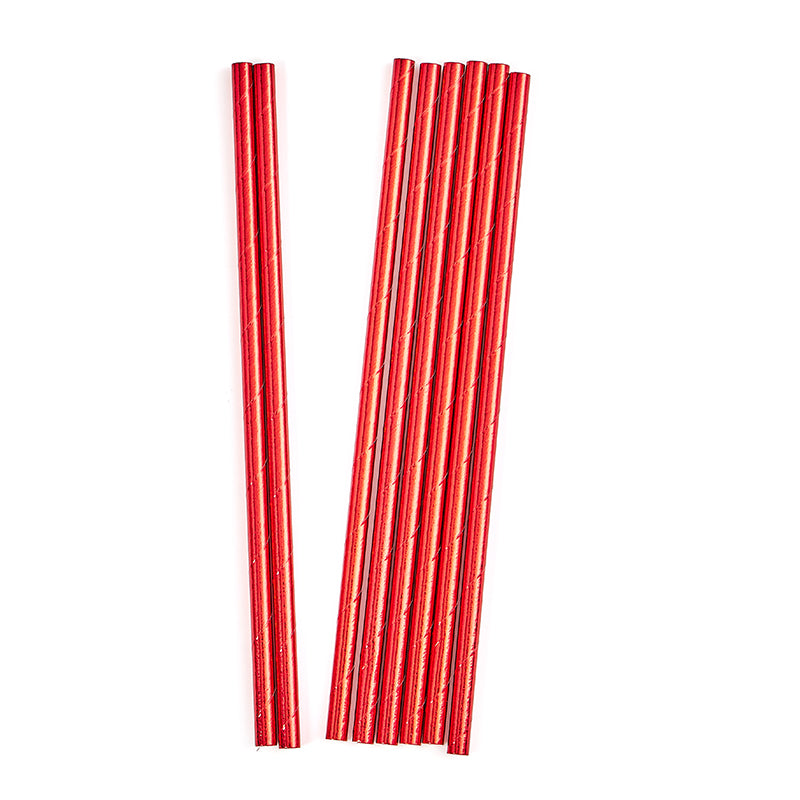 Red Iridescent Foil Paper Straws (20 Pieces)