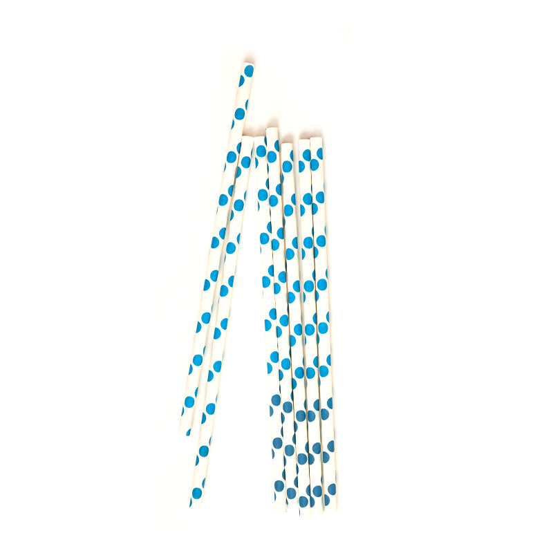 Blue Polka Dot Paper Straws (20 Pieces)