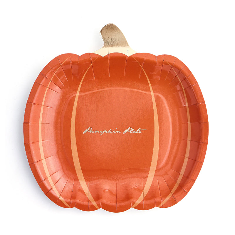 7inch Orange Pumpkin Party plates (8 Pieces)