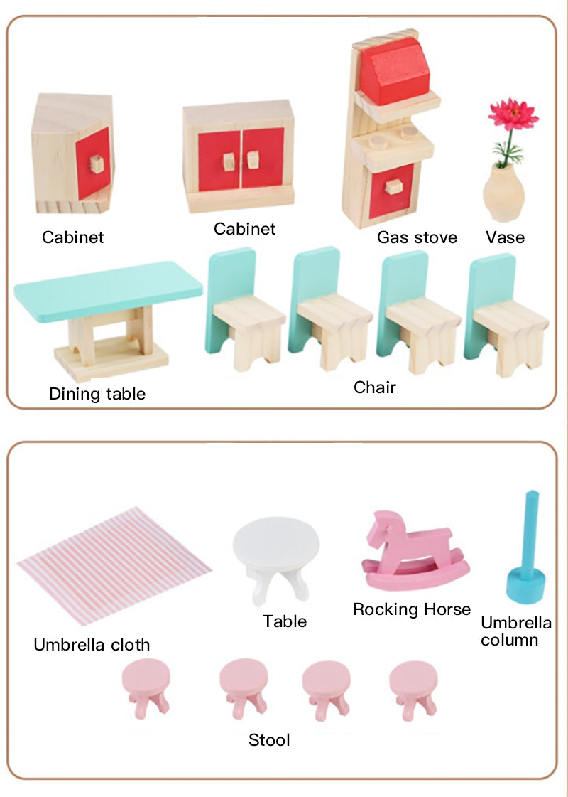 Wooden Dollhouse (1 Pack)