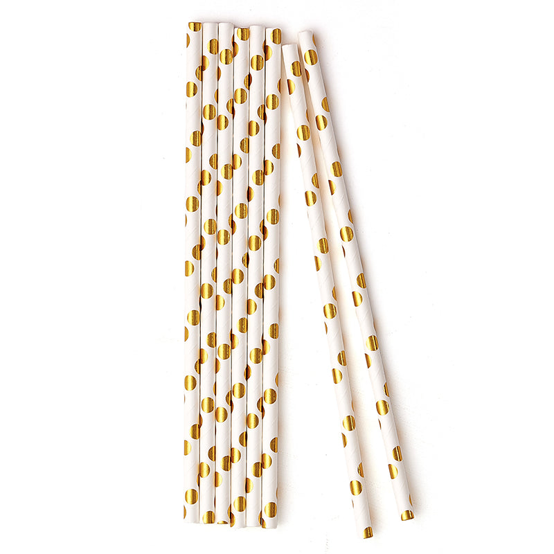 Foil Polka Dot Paper Straws (20 Pieces)