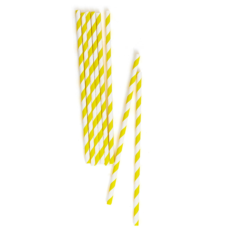 Lemon Stripe Paper Straws (20 Pieces)