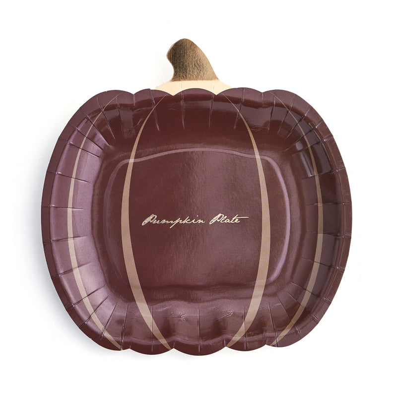 9inch Coffee Colored Pumpkin Party plates (8 Pieces)