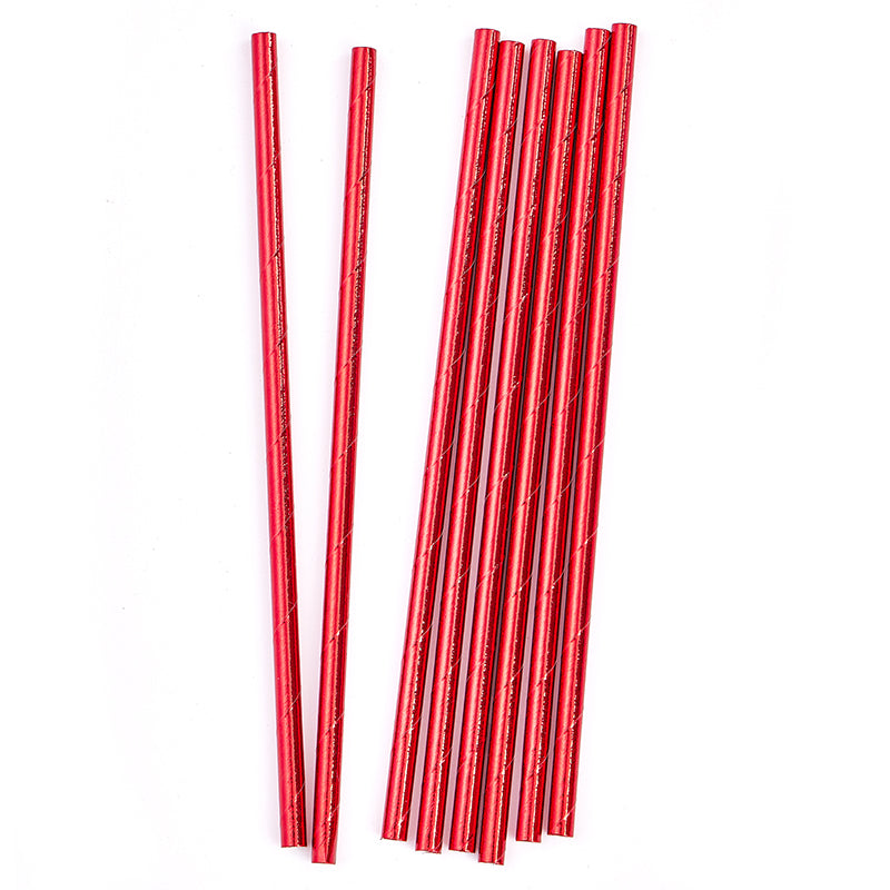 Red Iridescent Paper Straws (20 Pieces)