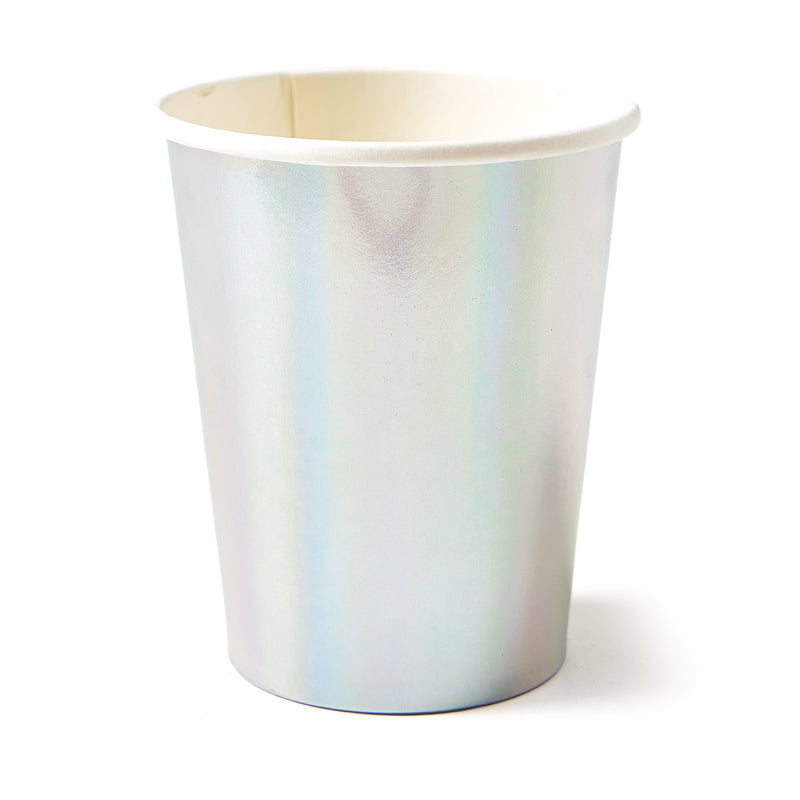 Silver Iridescent Party Cups (8 Pieces)