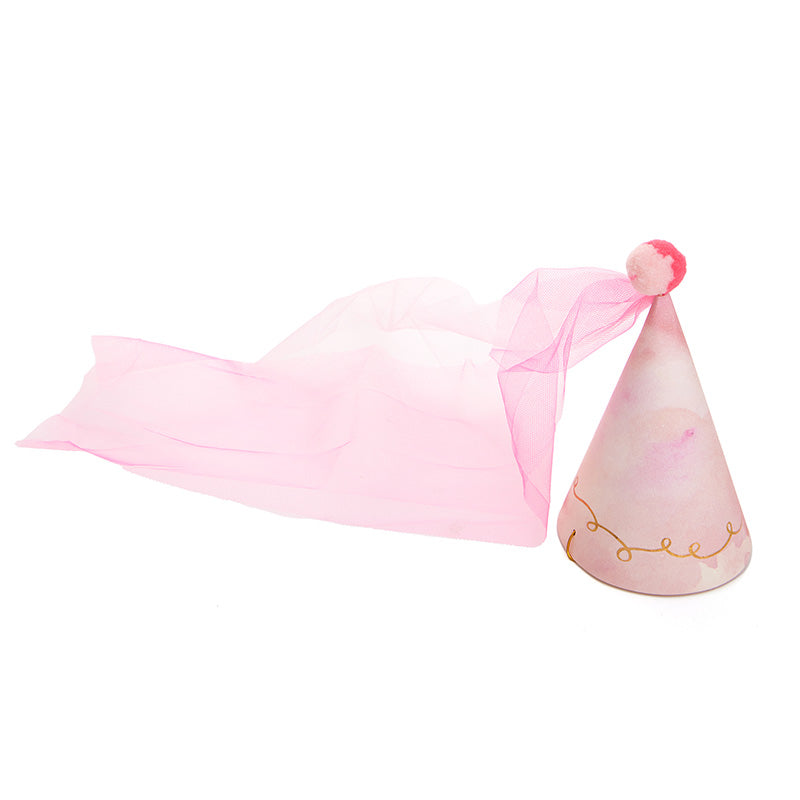 Pink Birthday Hat with Sheer (1 Piece)