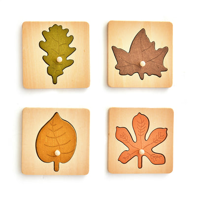 Wooden Leaf Puzzle Panel (4 Pieces)