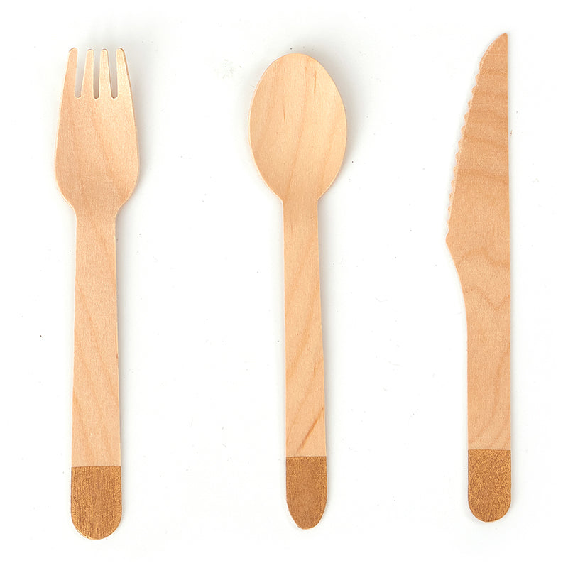 Wooden Gold Cutlery Set (24 Pieces)