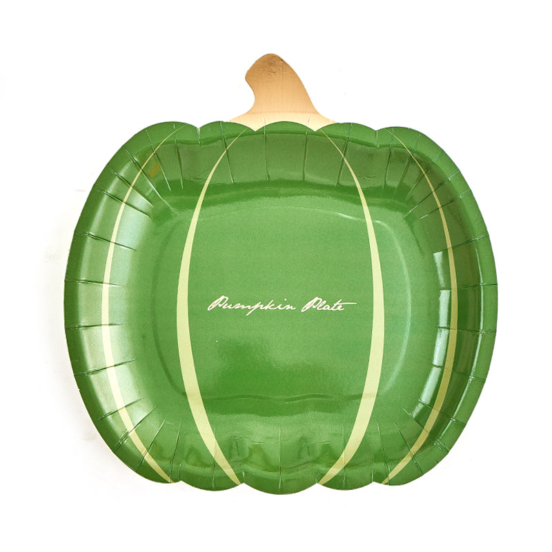 9inch Green Pumpkin Party Plates (8 Pieces)