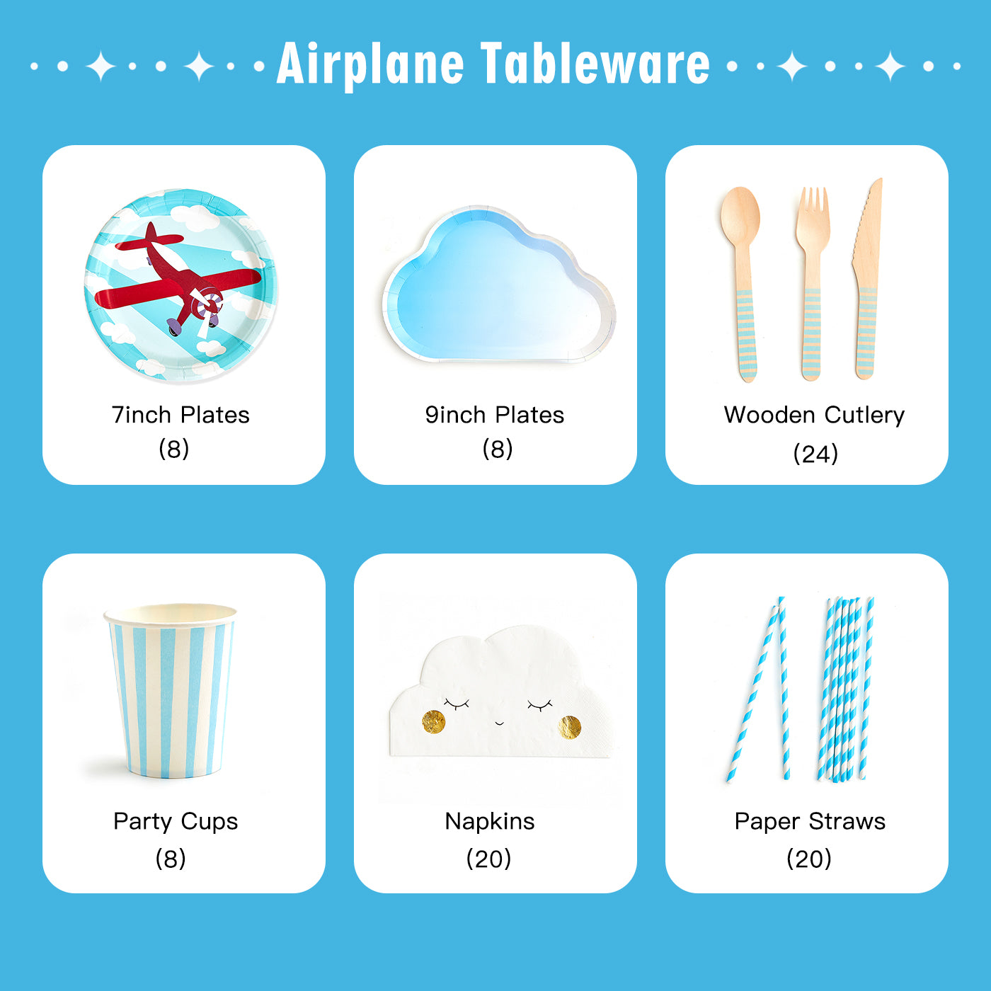 Airplane Party Tableware Set (8-Serve)