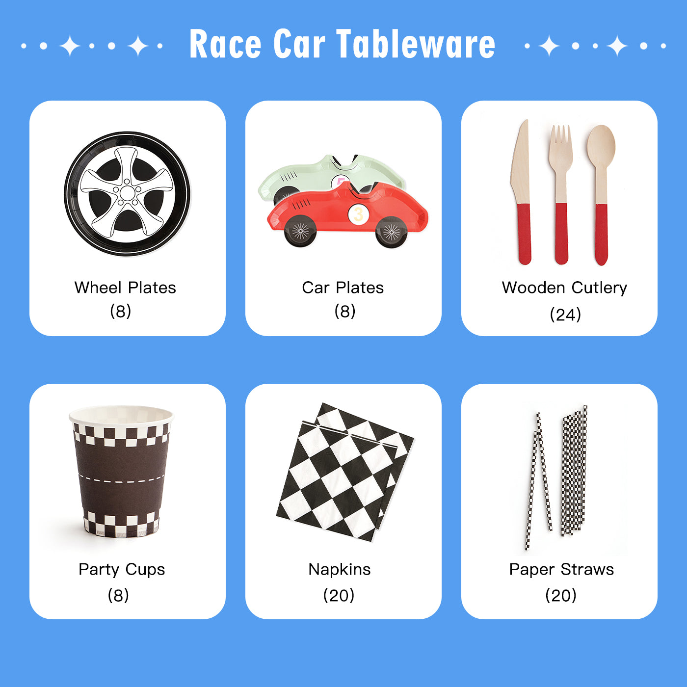 Race Car Party Tableware Set (8-Serve)