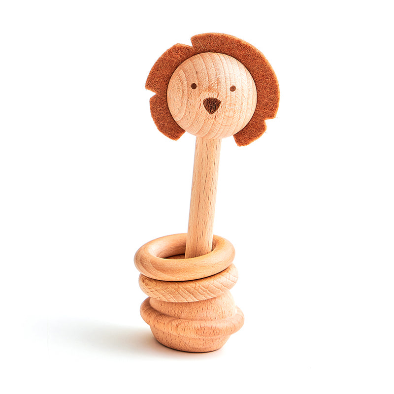 Lion Wooden Baby Rattle (1 Piece)