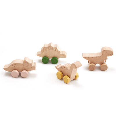 Wooden Dinosaur Car Set (4 Pieces)