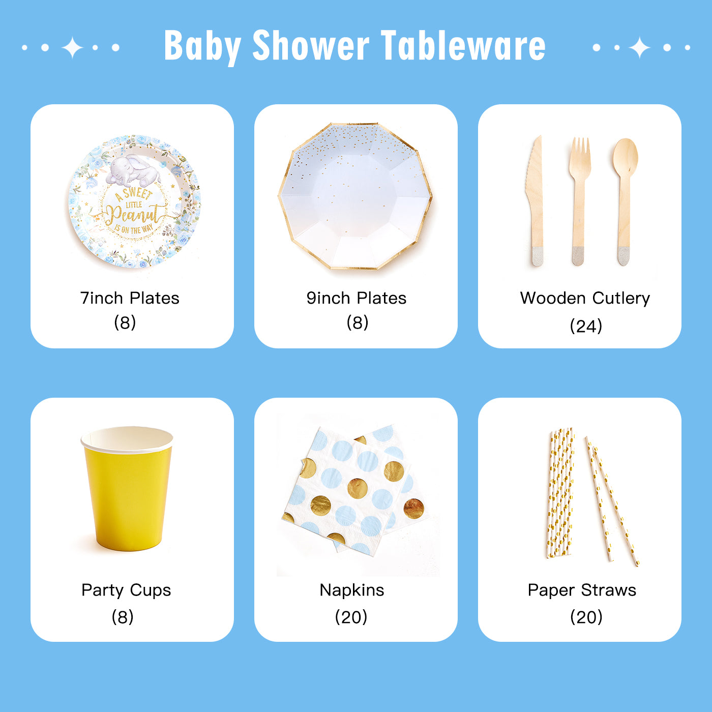 Baby Shower Party Tableware Set (8-Serve)