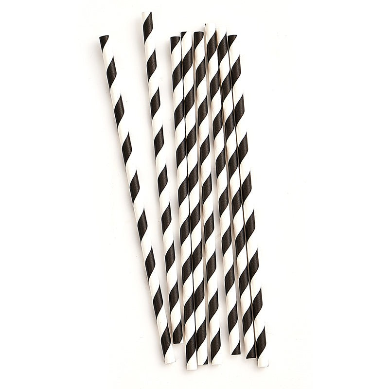 Black and White Stripe Paper Straws (20 Pieces)