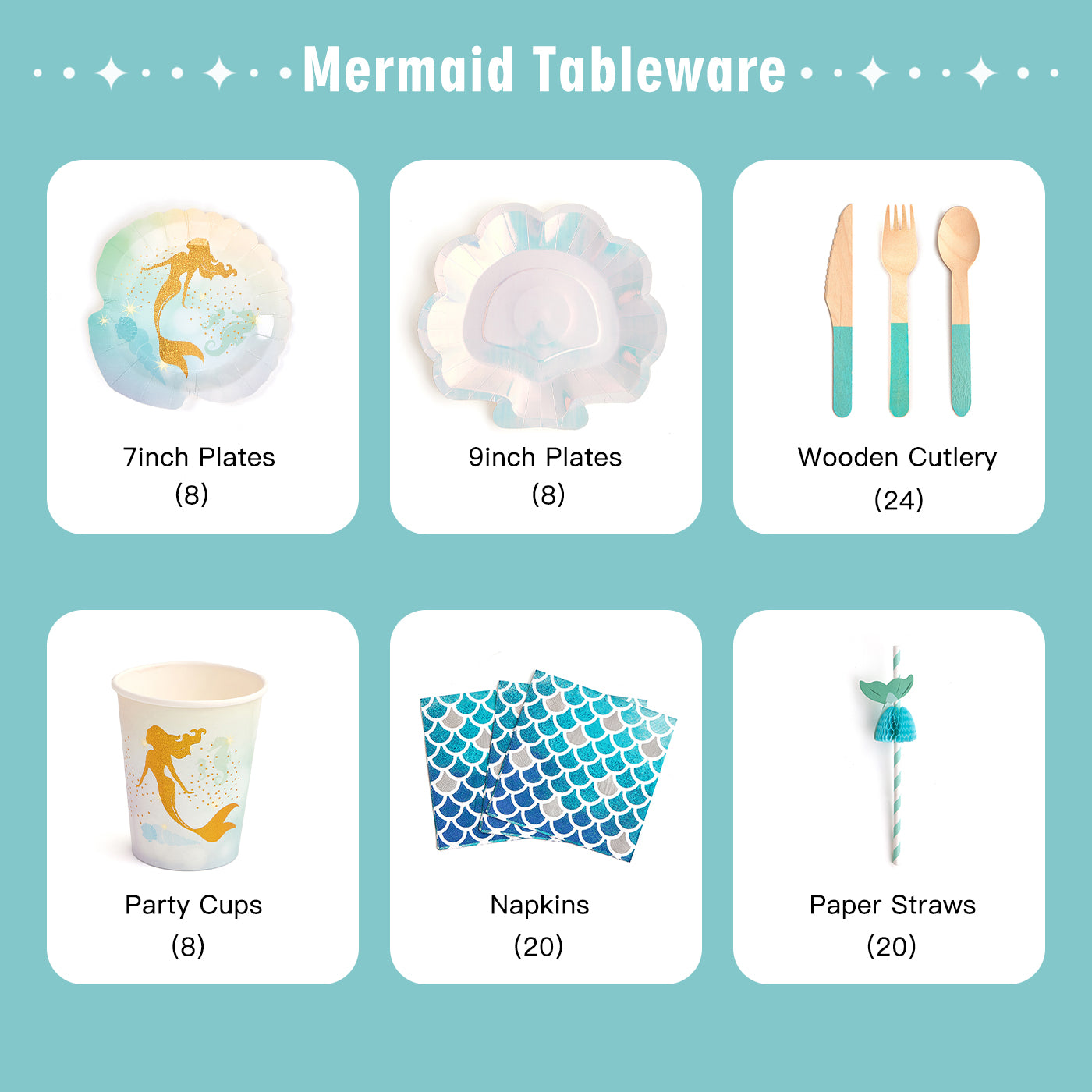 Mermaid Party Tableware Set (8-Serve)