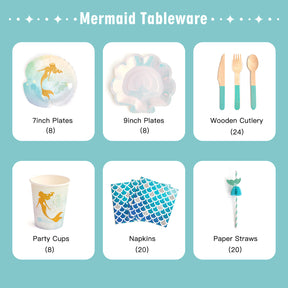 Mermaid Party Tableware Set (8-Serve)