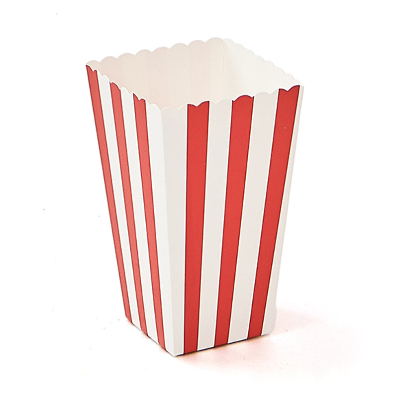 Red and White Stripe Popcorn Boxes (6 Pieces)