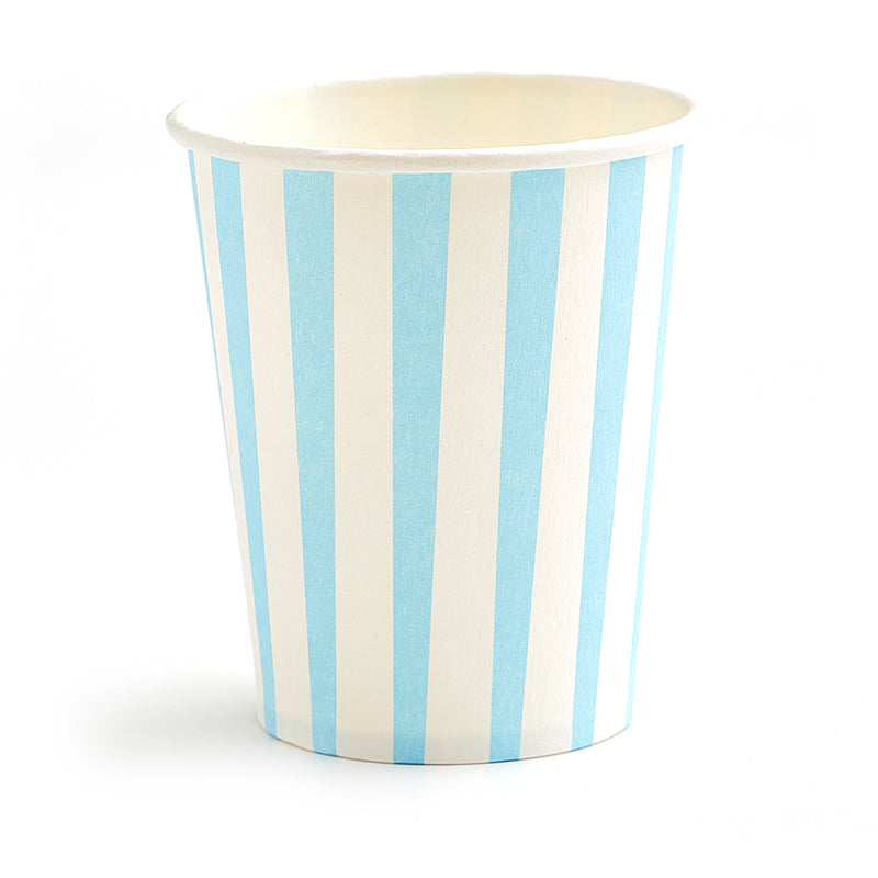 Blue and White Stripe Cups (8 Pieces)