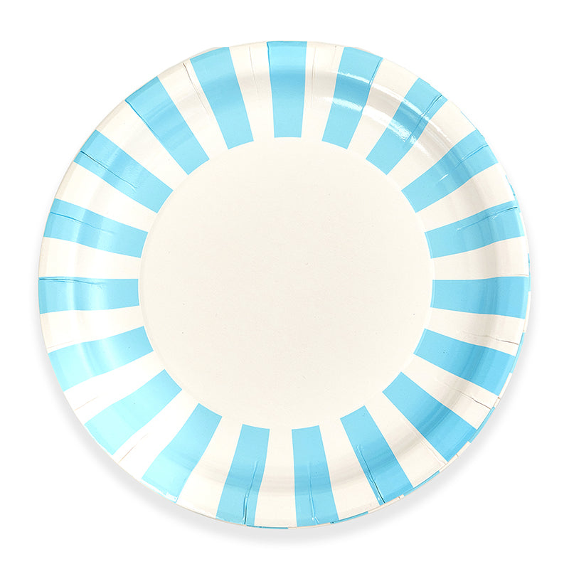 9inch Blue and White Stripe Party Plates (8 Pieces)