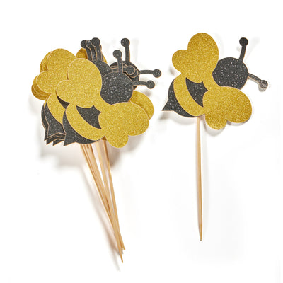 Glitter Bee Cupcake Picks (6 Pieces)