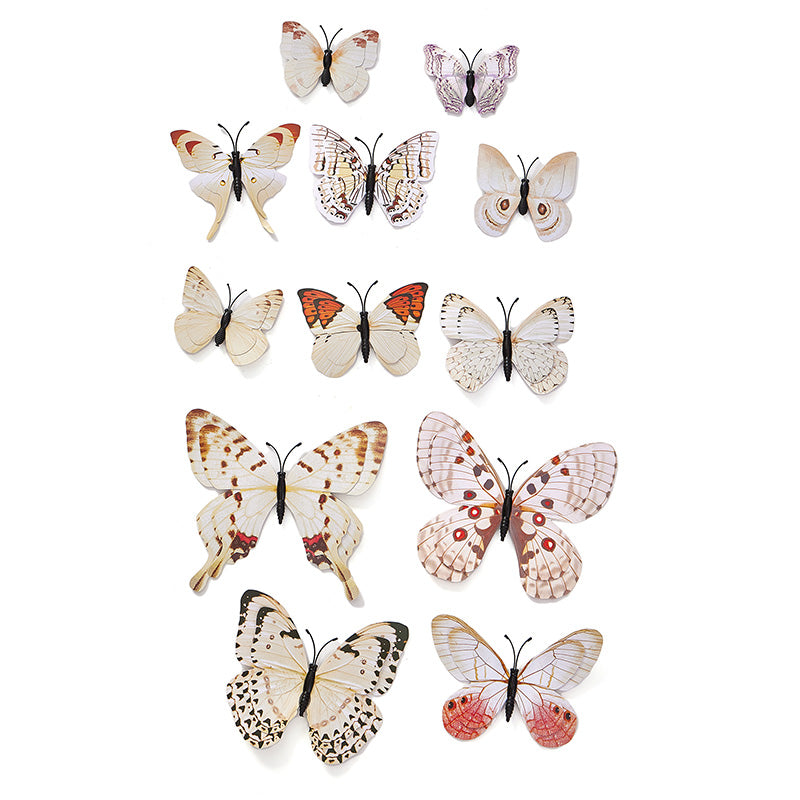 3D Beige Butterfly Decorations (12 Pieces)