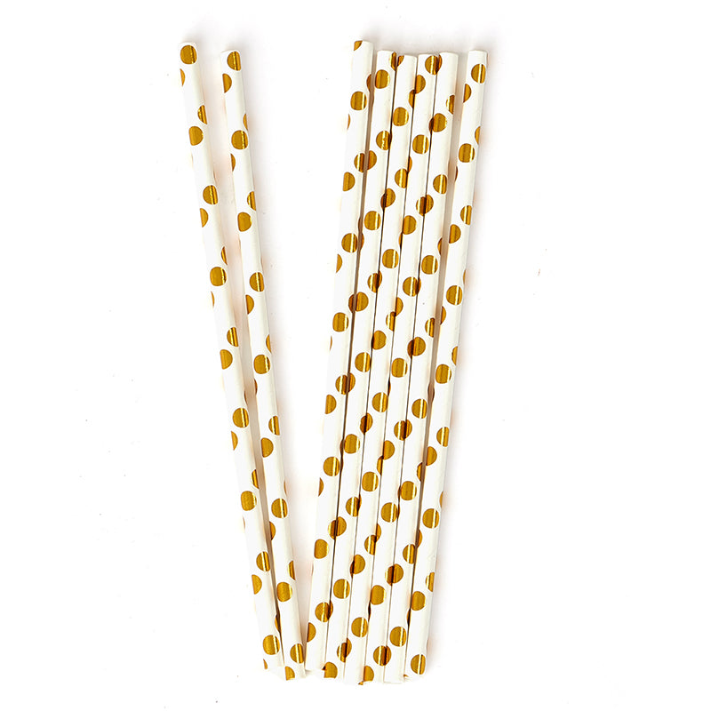 Gold Foil Polka Dot Paper Straws (20 Pieces)