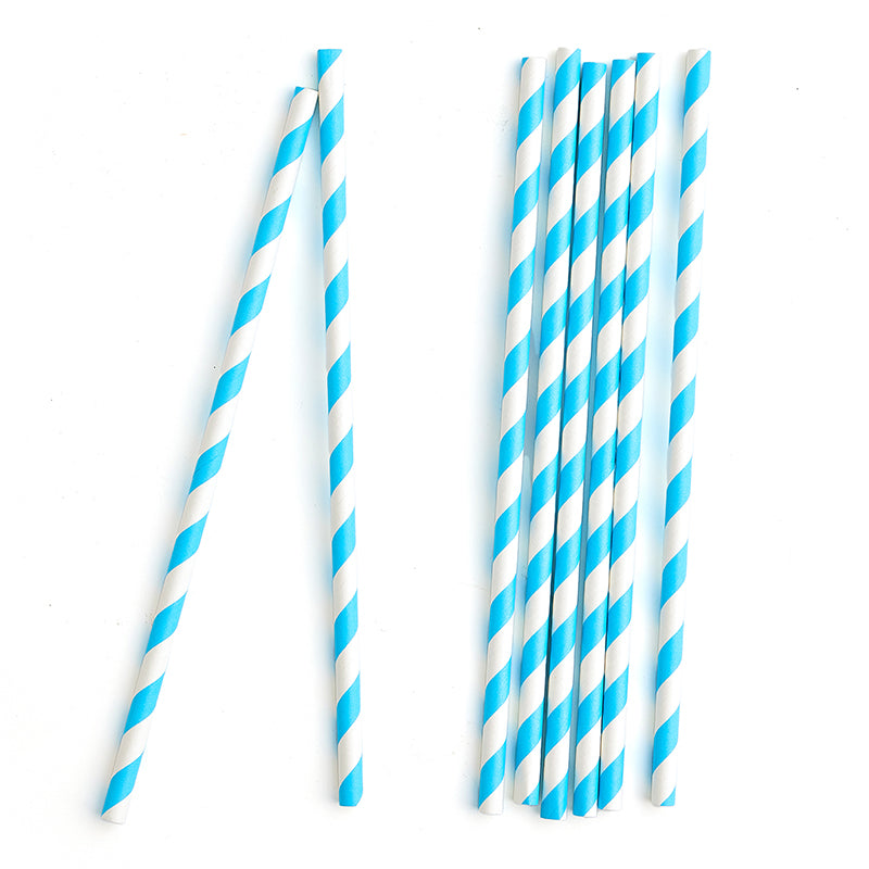 Blue and White Stripe Paper Straws (20 Pieces)