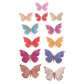 3D Colorful Butterfly Decorations (12 Pieces)