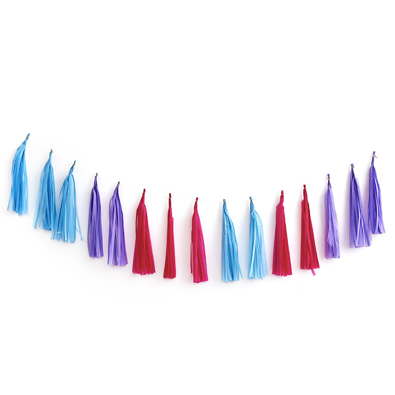 Blue Purple Fuchsia Tassel Garland Set (1 Pack)