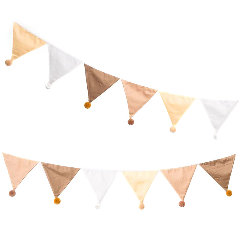 Colorful Fabric Pennant Flags with Poms (1 Pack)