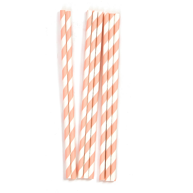 Pink and White Stripe Paper Straws (20 Pieces)