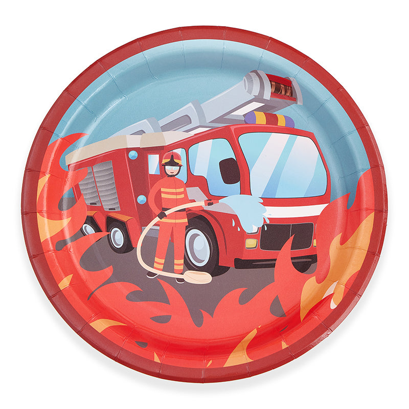 9inch Fire Truck Party Plates (8 Pieces)