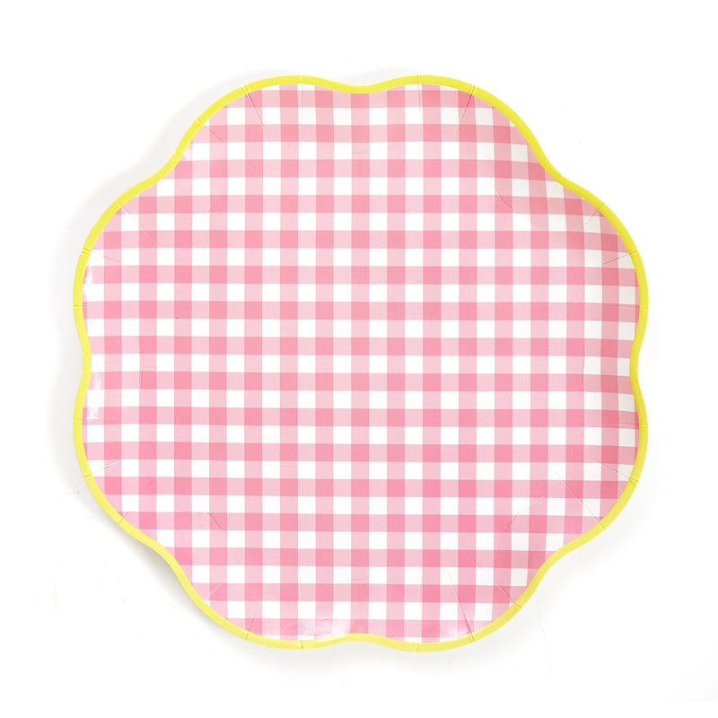 9inch Pink Gingham Party Plates (8 Pieces)