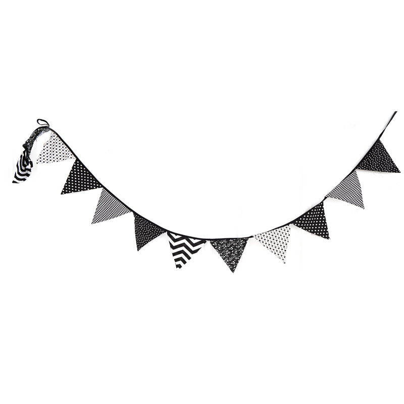 Black and White Fabric Pennant Flag (1 Pack)