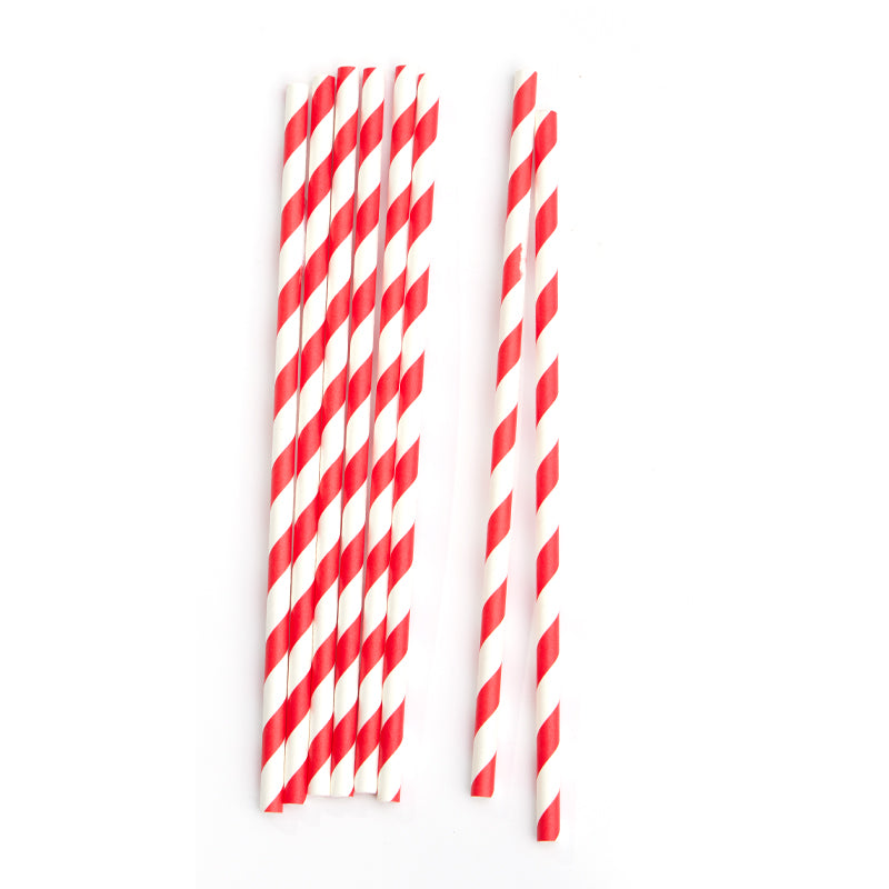 Red and White Stripe Paper Straws (20 Pieces)