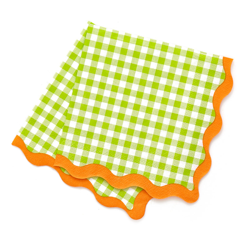 Green Gingham Napkins (10 Pieces)