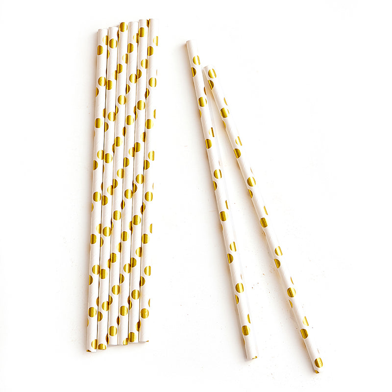 Foil Polka Dot Paper Straws (20 Pieces)