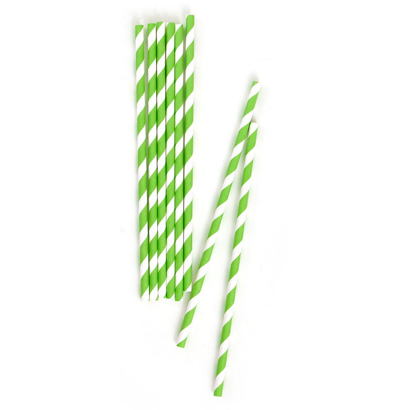 Green Stripe Paper Straws (20 Pieces)