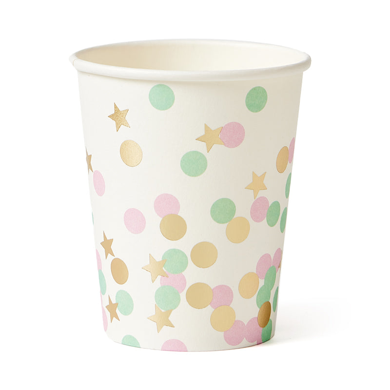 Foil Dots and Stars Cups (8 Pieces)